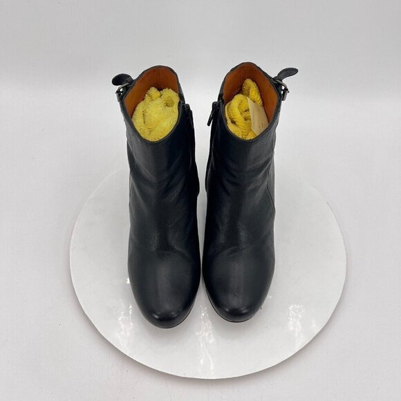 Lanvin Women Size 6 Black Patent Leather Buckle Side Zip Ankle Wedge Boot - Picture 3 of 16